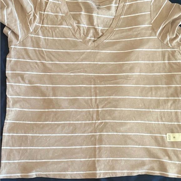 a.n.a Tan and White Striped Top - Picture 1 of 1